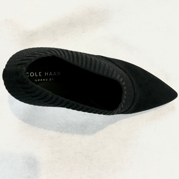 Cole Haan Vanna Shootie Suede Heel Booties Black Fashion Ankle Boots Pointed Toe - Picture 9 of 10